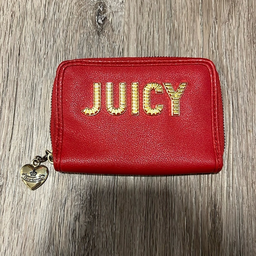 Juicy Couture Red Zip Wallet with Gold Logo